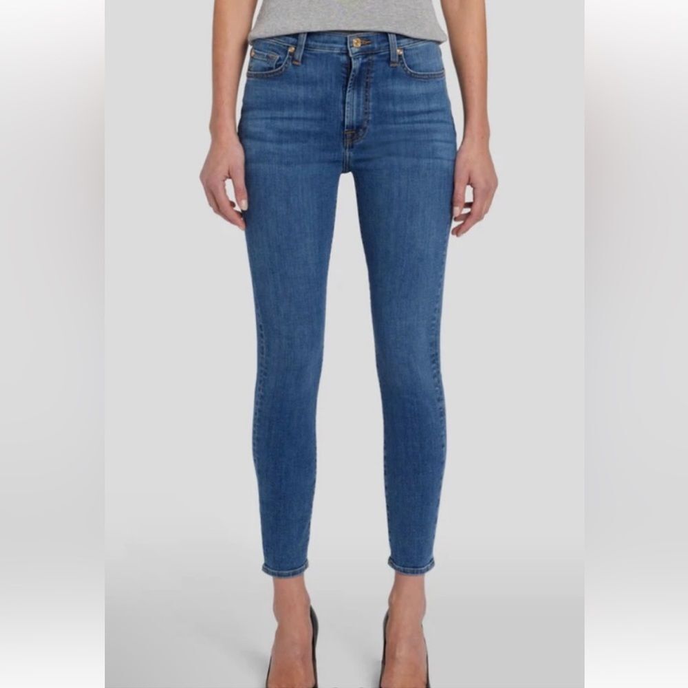 7 For All Mankind | Women’s The High Rise Ankle Skinny Denim Blue Jeans